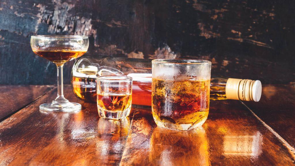 Glasses of Liquor on a Table