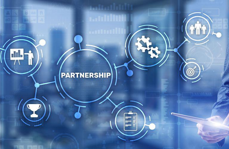 Futuristic Graphic of Different Elements of a Business Partnership